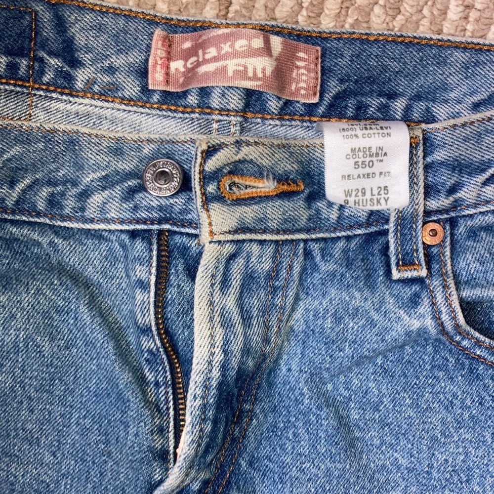 RE-Worked VTG 550 sz 28 crop Patchwork Levi's Reworked Upcycled textural patches - Picture 9 of 9